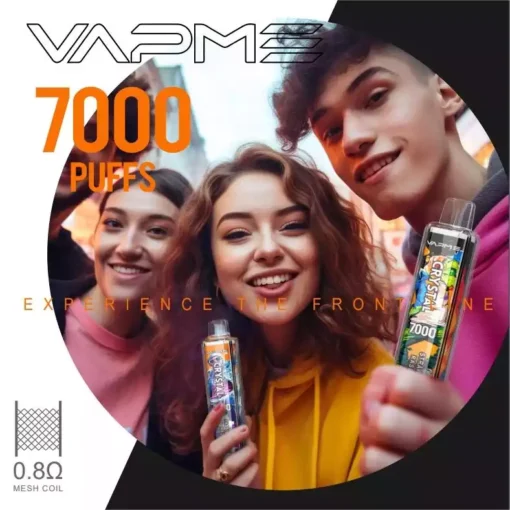 2024 New Bulk Wholesale VAPME CRYSTAL 7000 Puffs Nicotine Salt 0 2 3 5 Disposable Vape with Flavor Choices 1