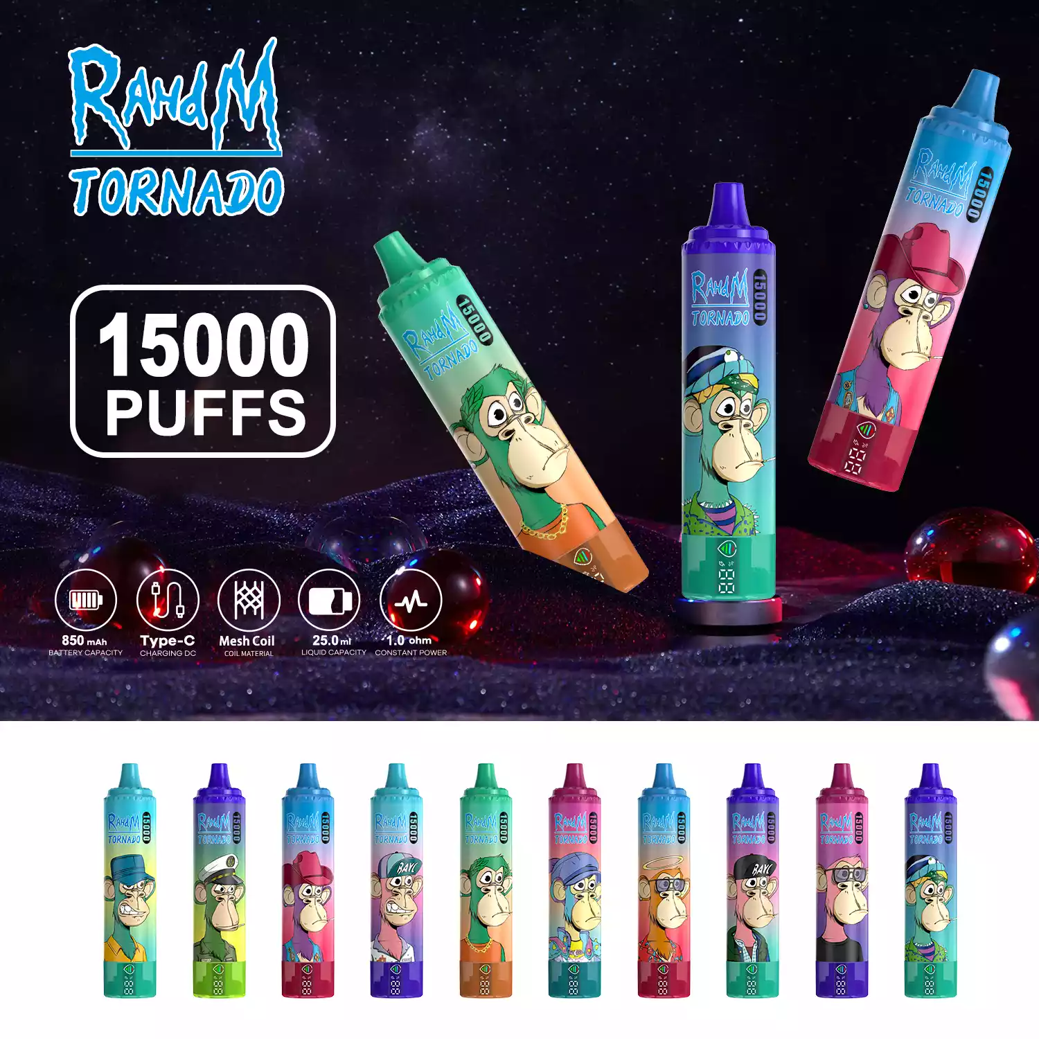 2024 New RAHdM Tornado 15000 Puffs Support OEM ODM Factory Direct Wholesale Disposable Vape with Diverse Flavors (2)