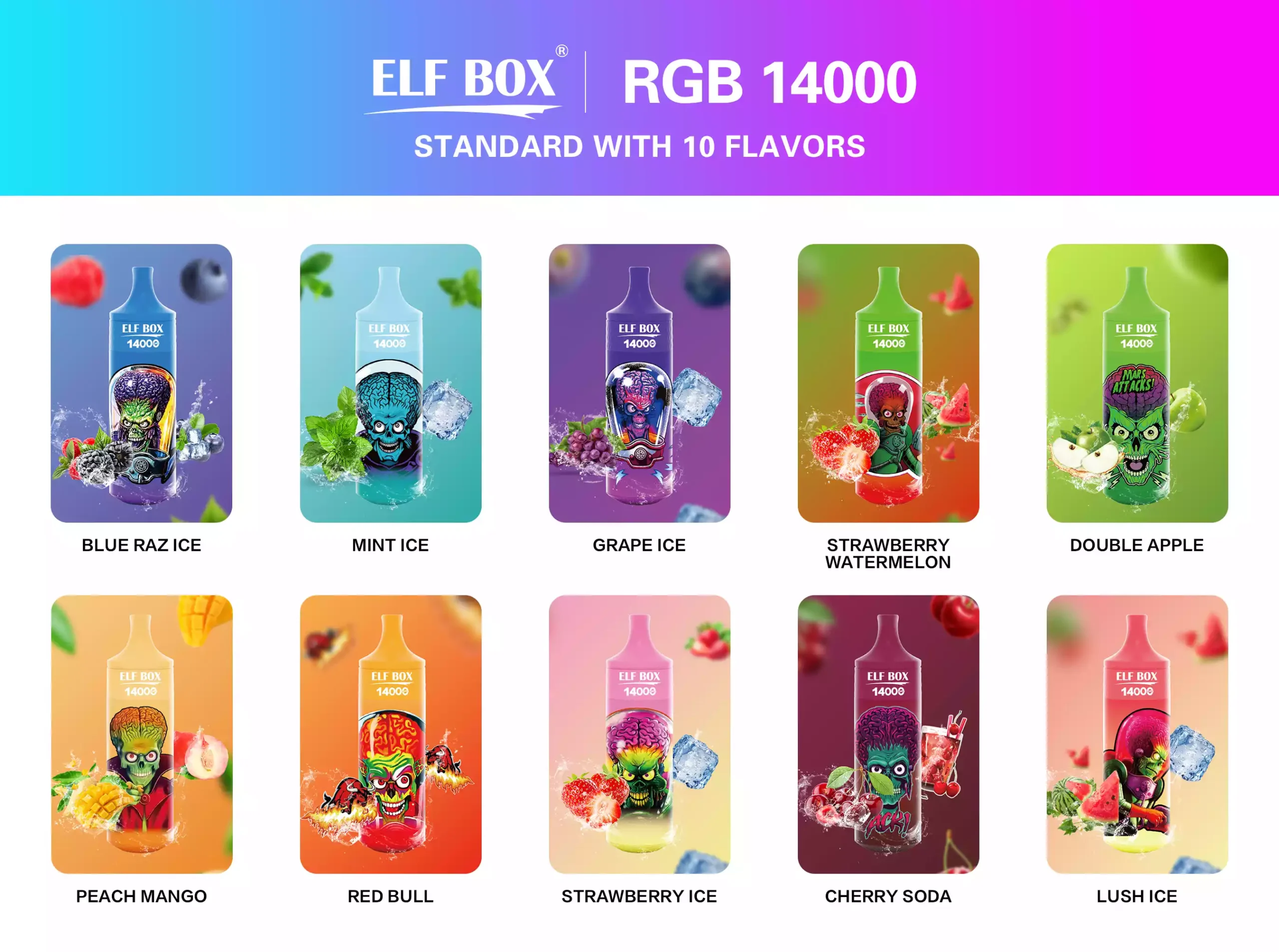 Naročilo v velikem obsegu ELF Box RGB 14000 Puffs Factory Veleprodajna izbira več okusov (12)