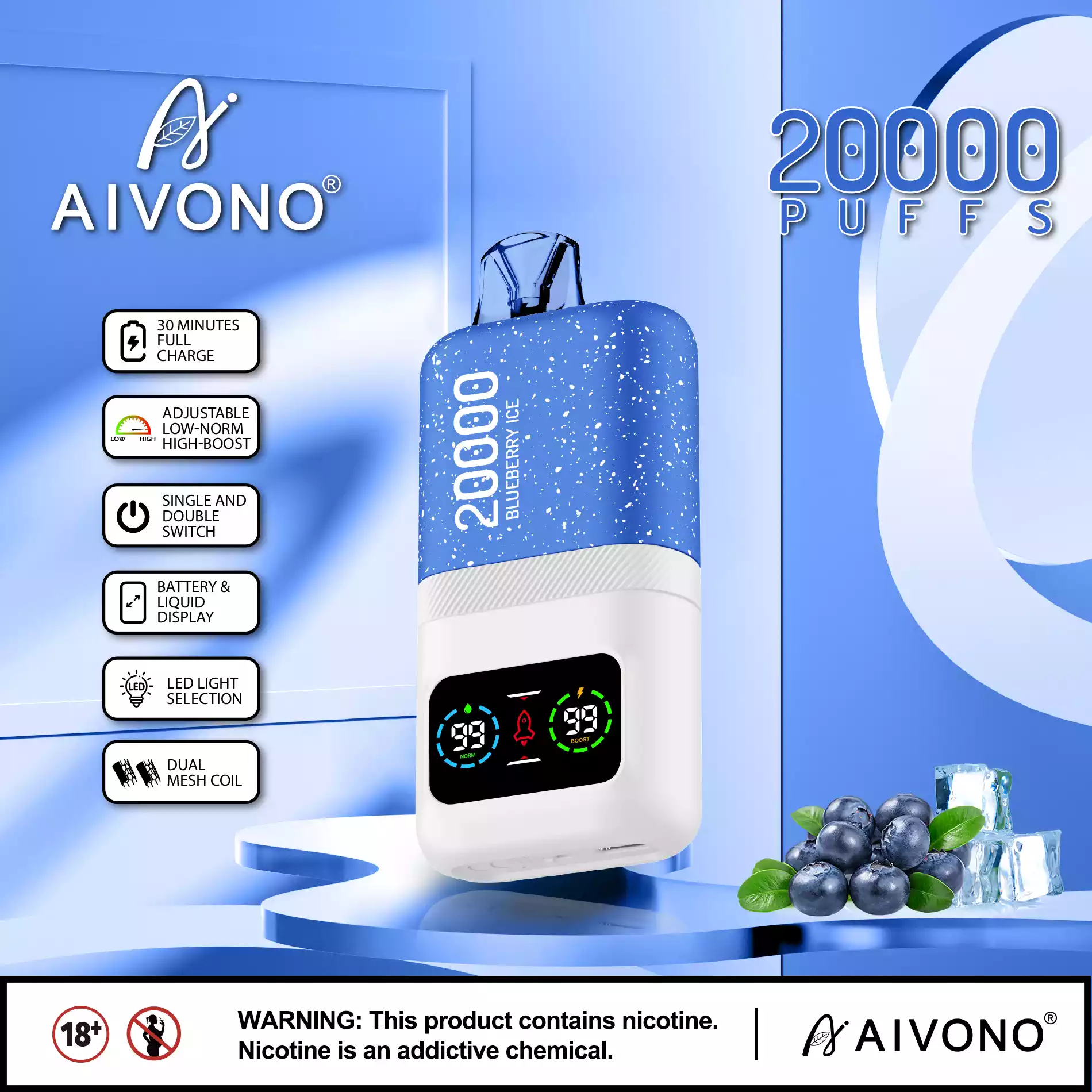 Factory Direct Aivono Vapes Aim Magic 20000 Puffs lielapjoma vienreizējās lietošanas vapes ar dažādu garšu klāstu (3)