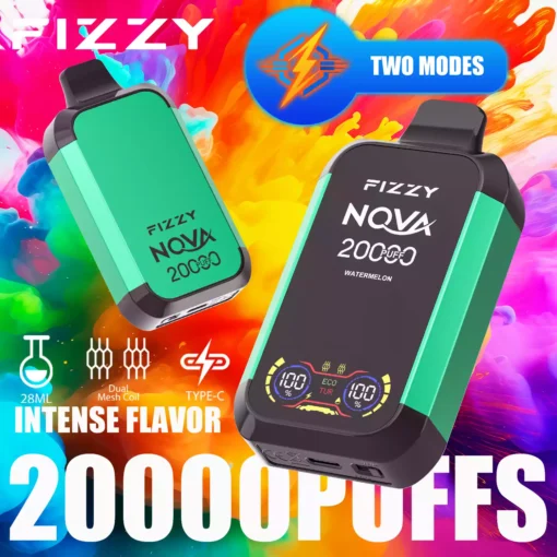 Gyári közvetlen Fizzy Nova 20000 Puffs eldobható Vape 850mAh hosszú élettartamú akkumulátor nagykereskedés többféle ízválasztékkal 12