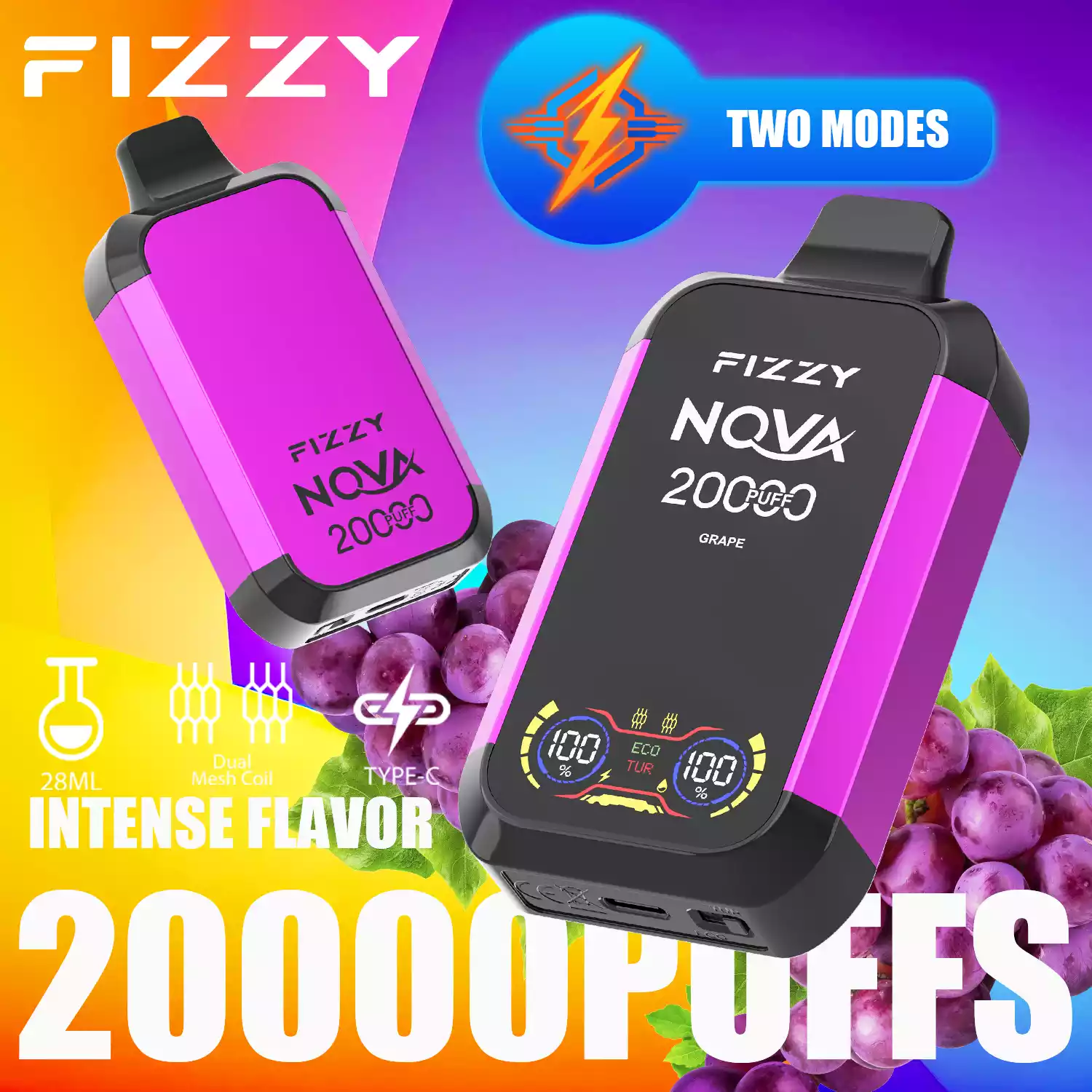 Gyári közvetlen Fizzy Nova 20000 Puffs eldobható Vape 850mAh hosszú élettartamú akkumulátor nagykereskedés többféle ízválasztékkal (6)