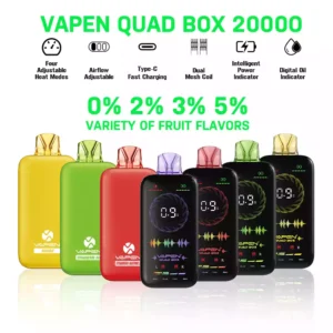 Fabriksdirekt VAPEN QUAD BOX 20000 PUFFS E liq 28 ml Engångs Vape Bulkköp i olika smaker 1