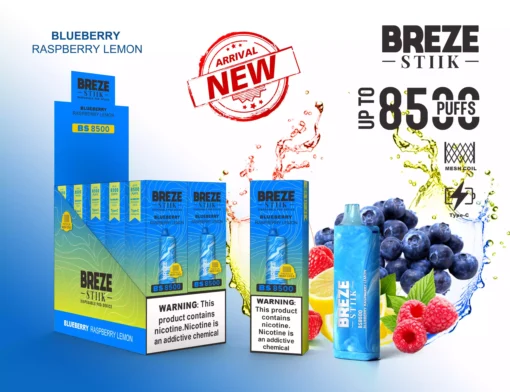 Venta al por mayor directa de fábrica Breze Stiik BS 8500 Puffs Vapes desechables con múltiples opciones de sabor 8 escalados