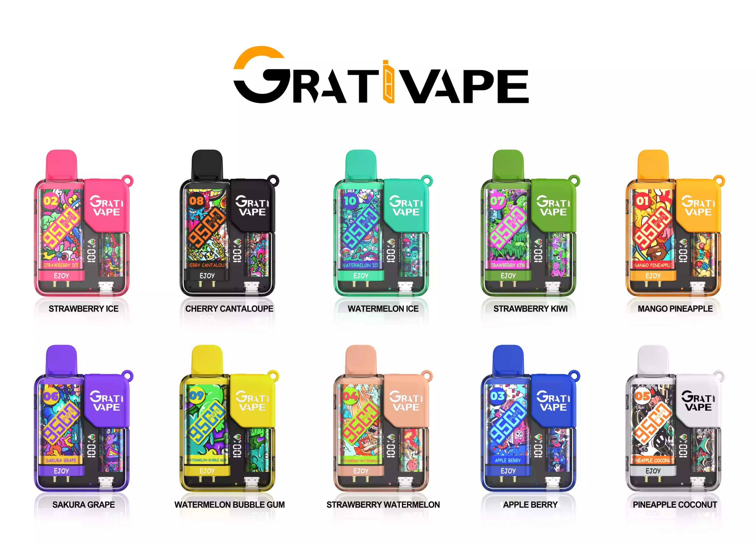 Hot Sale Grativape Ejoy 9500 puffs Nic 0% 2% 3% 5% Source Factory Disposable Vape Veleprodajne izbire okusov (1)