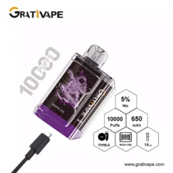 Hot Sale Grativape Gbot 10000 Rookwolken Nic 5 Fabriek Direct Wegwerp Vape Groothandel Diverse smaakopties 8