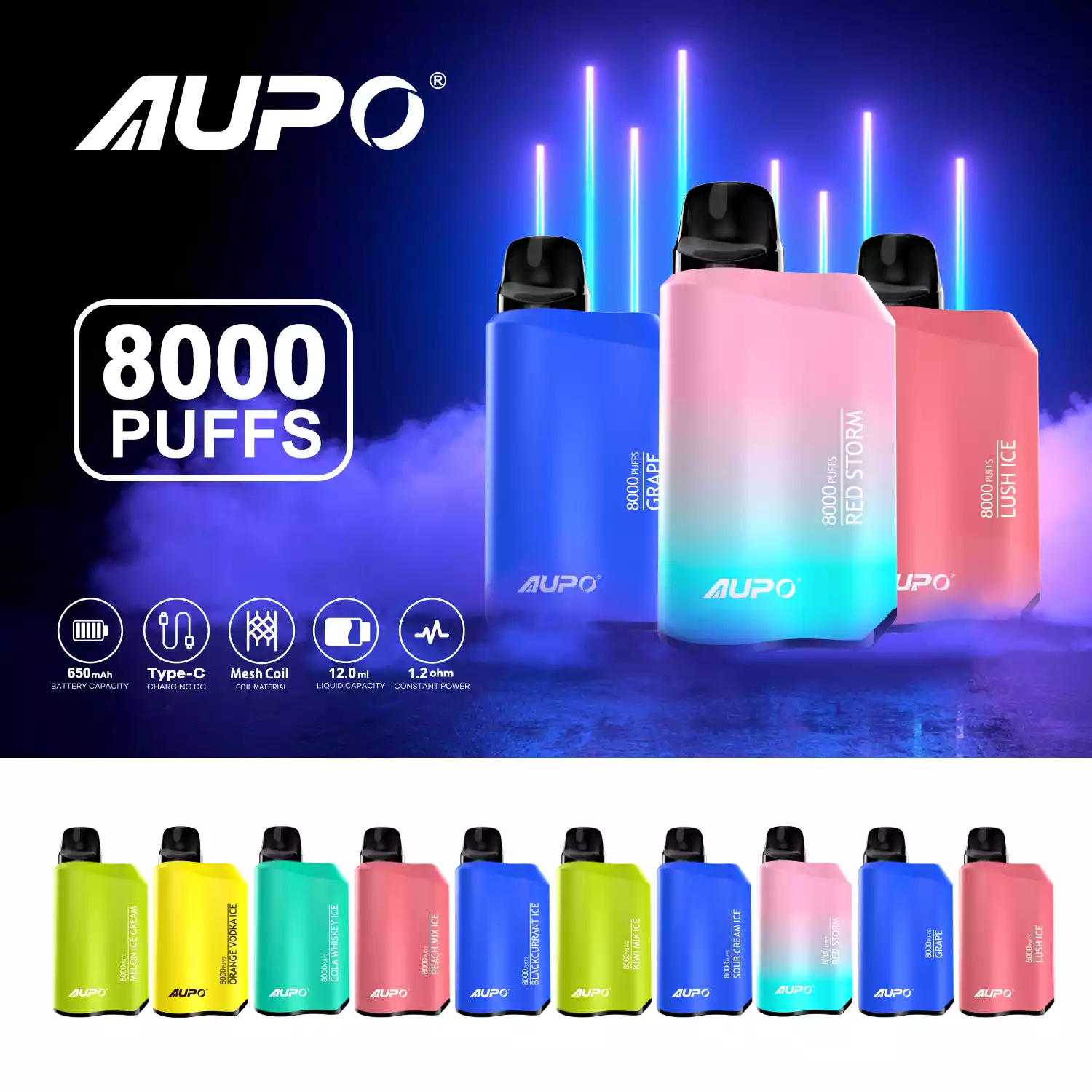 Kuum müük AUPO 8000 Puffs Jetbar Pro Source tehase hulgimüük ühekordseks kasutamiseks mõeldud vape mitmekülgse maitsega, tugi OEMODM (3)