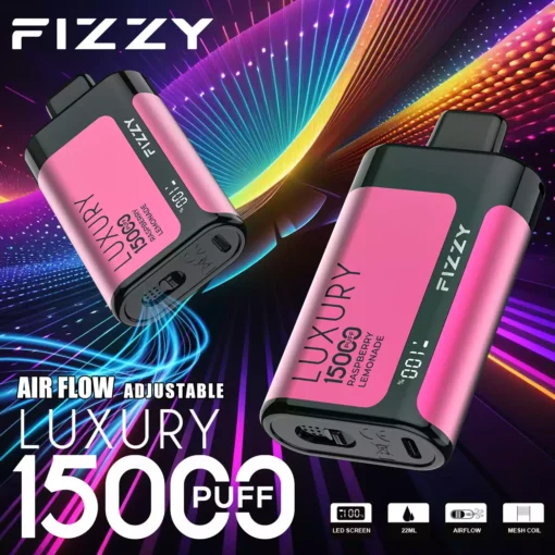 Vânzare cu ridicata Fizzy Luxury 15000 de pufuri din metal Material de calitate superioară Vape de unică folosință direct din fabrică cu arome asortate 3