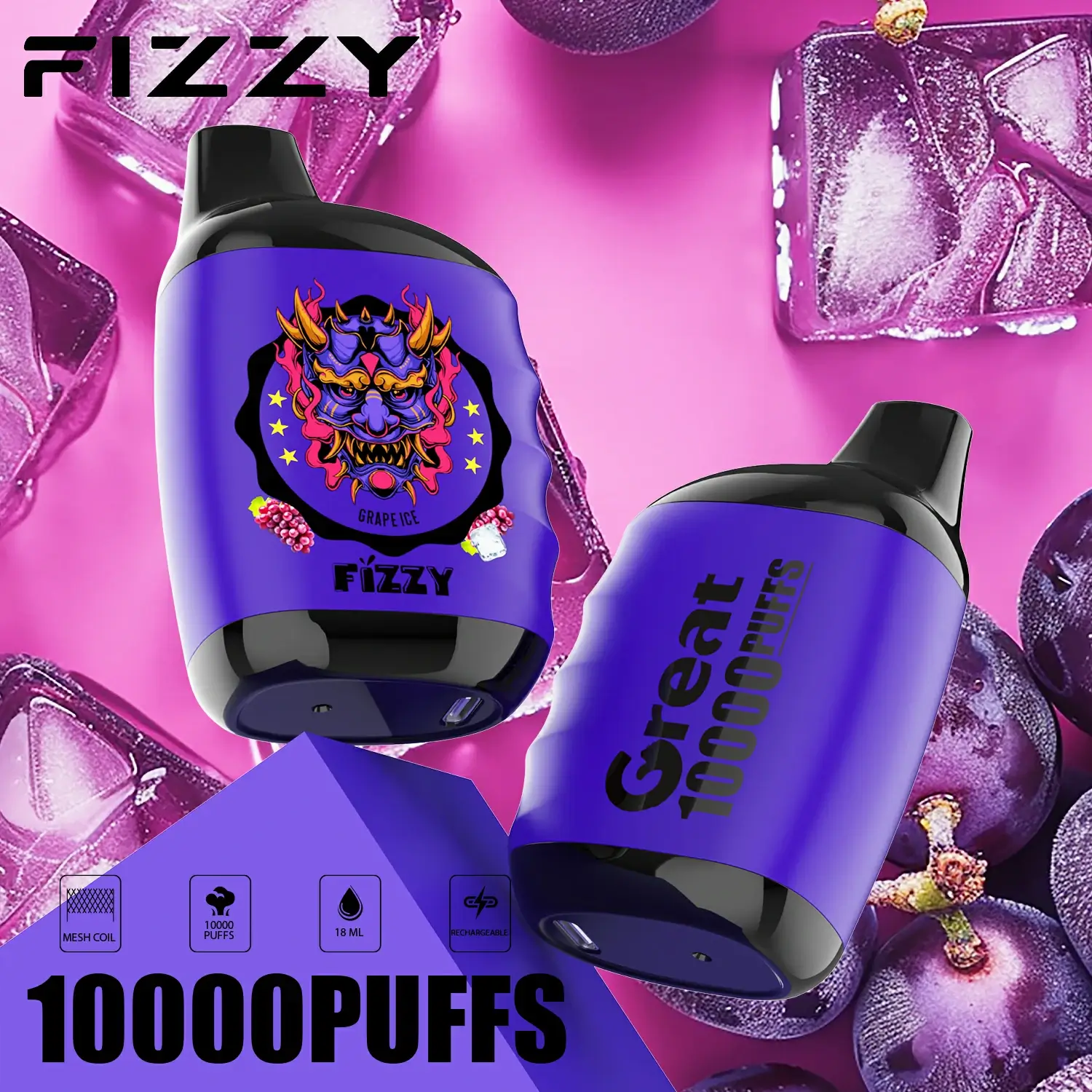 Fizzy Great 10000 Puffs Nicotine 0% 2% 5% LCD Display Factory Direct Wholesale with Multiple Flavor Options2