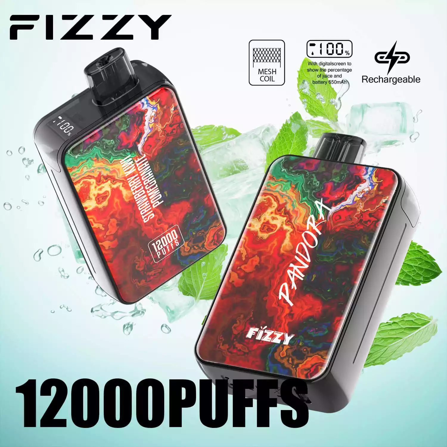 Wholesale Fizzy Pandora 12000 Puff Disposable Vape 2% 5% Nicotine Double Mesh Coil Technology with Diverse Flavor Choices (7)