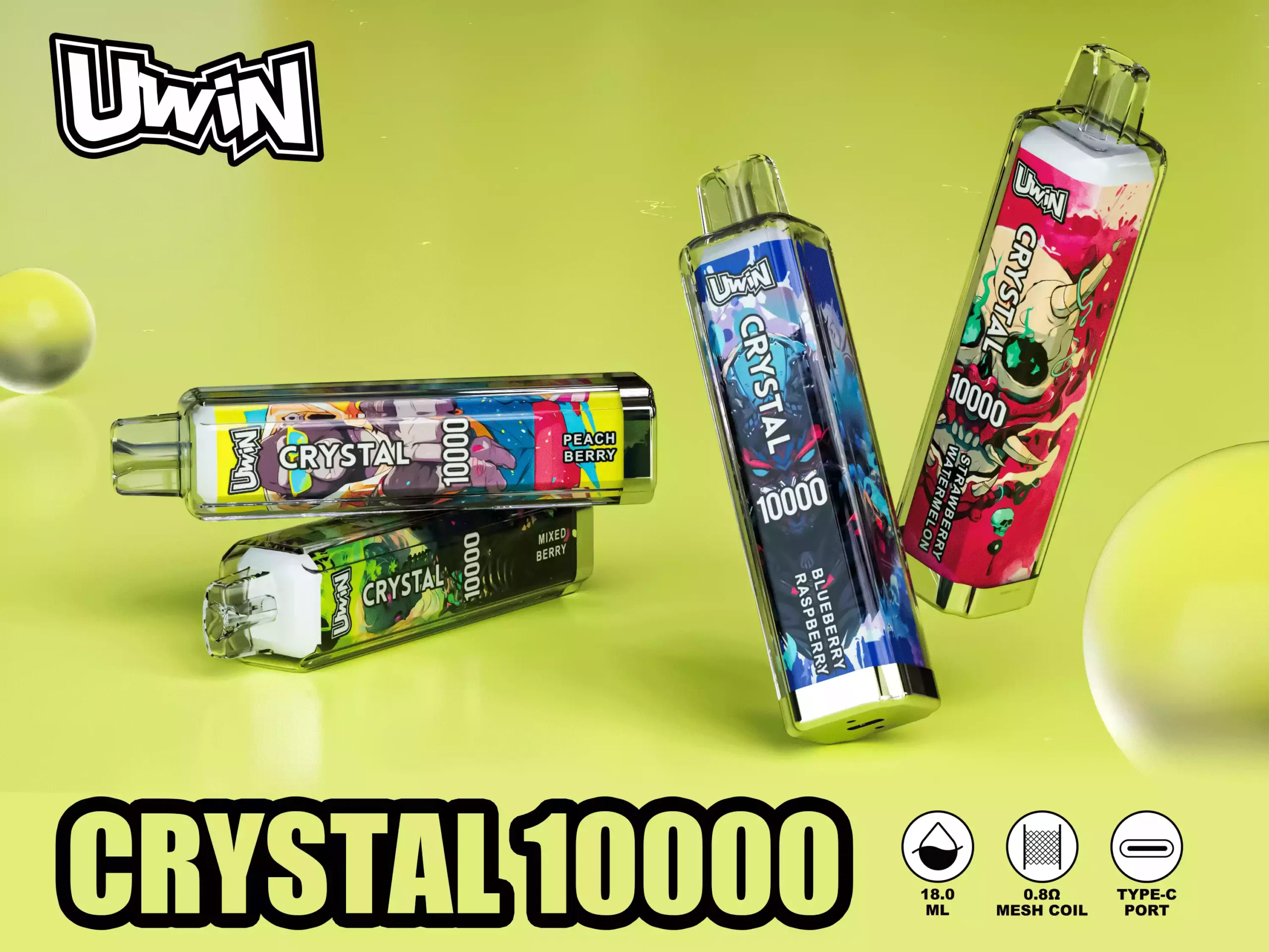 Vendita all'ingrosso Uwin Crystal 10000 soffi 0% 2% 3% 5% Vape usa e getta direttamente dalla fabbrica Varietà di sapori disponibili (6)