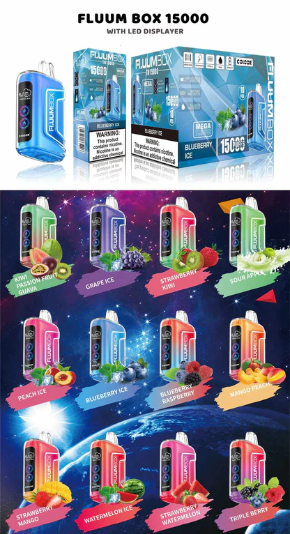 Купить FLUUM Box 15000 Puffs LED Disposable Vape оптом с завода по лучшей цене3
