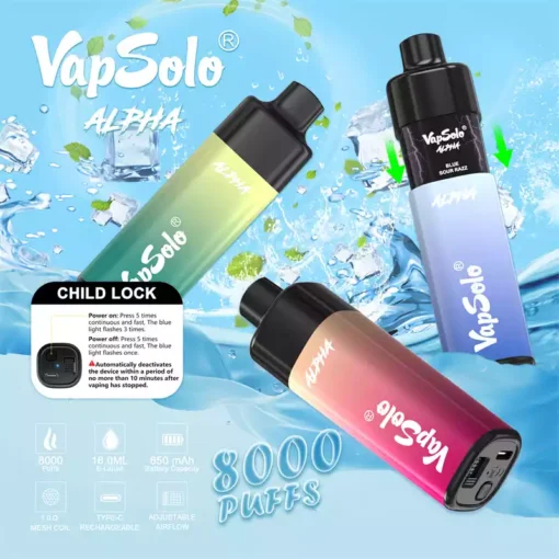 Vapsolo Alpha 8000 Puffs 2 5 Nicotine LCD Display Factory Direct Disposable Vape Wholesale Wide Range of Flavors 2