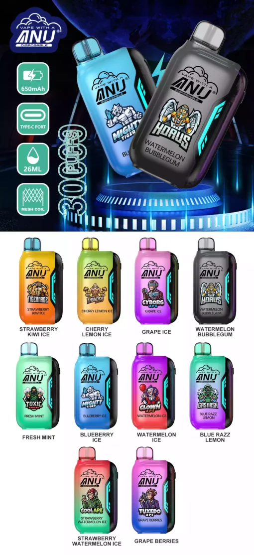 Choose ANU Vista 30000 Puffs 22ml E liquid Wholesale Disposable Vapes Premium Quality Factory Direct Multiple Flavors Nicotine 0 2 3 5 16 scaled