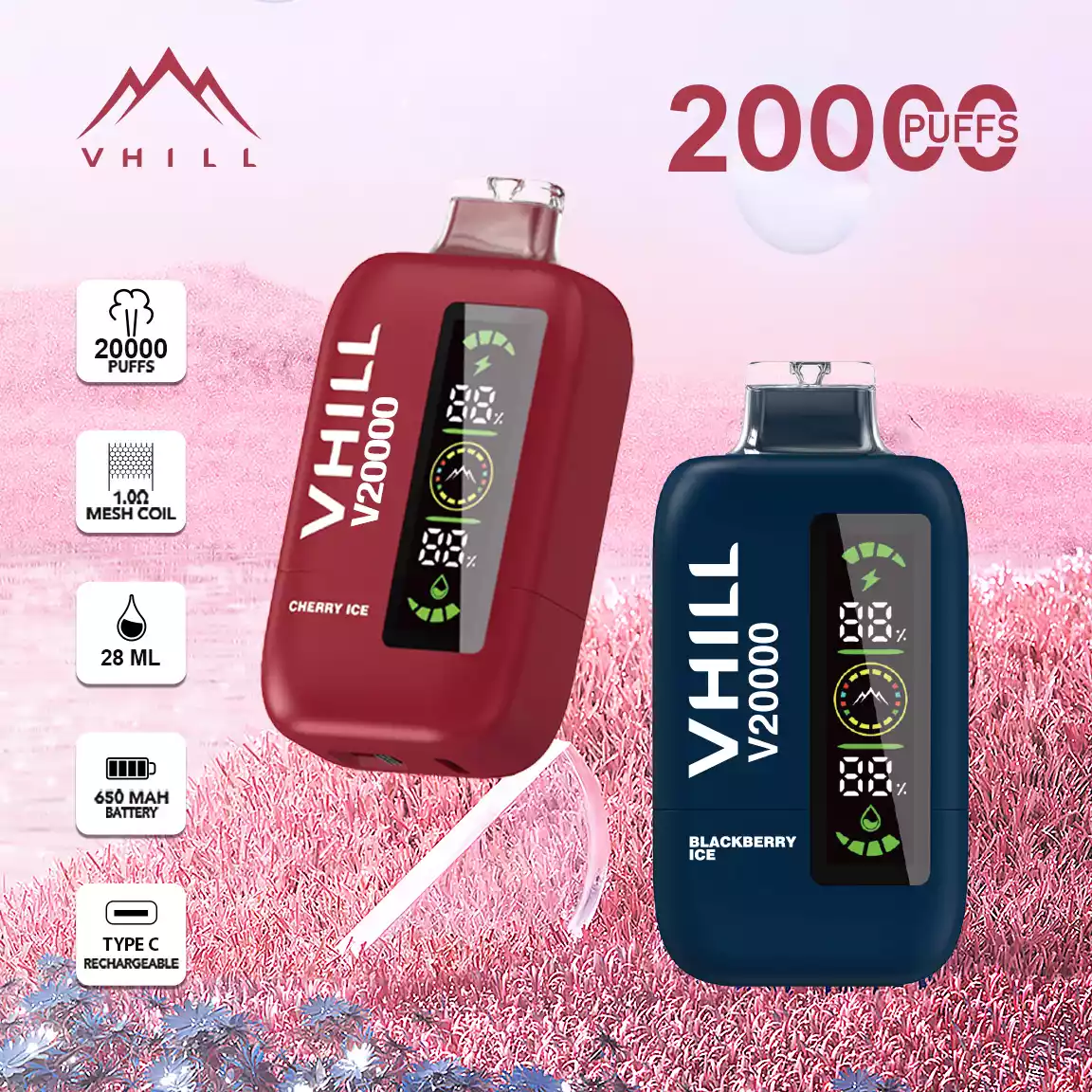 Hot Deal Premium VHILL 20000 Puffs Disposable Vape 5% Nicotine and Rechargeable Battery Available for Bulk Buying 2