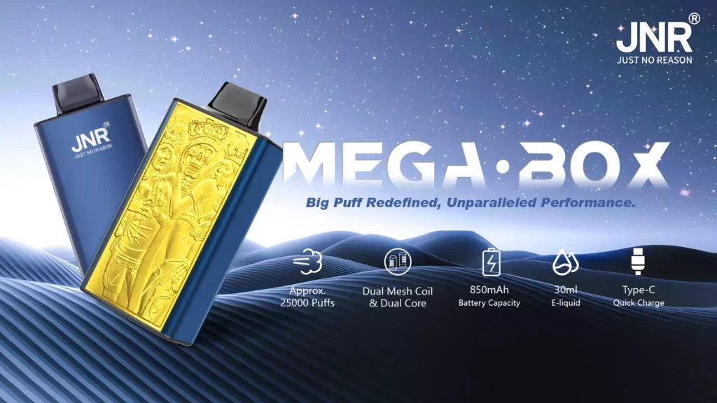 Hot Sale JNR Mega Box 25000 Puffs Disposable Vape with Dual Mesh Coil 850mAh Battery 30ML Liquid Available for Bulk Purchase from Factory Direct 3