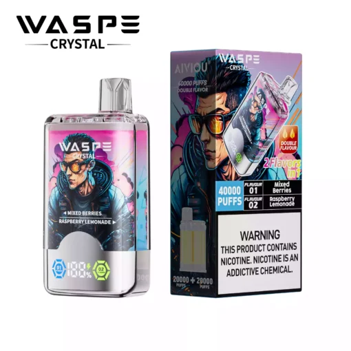 Hot Sale WASPE Crystal 40000 Puffs Disposable Vape with 0 2 5 Nicotine and LED Display for Bulk Orders Direct from Manufacturer 1