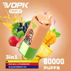 VOPK Tripe 60000 Puffs Desechables Vape 0 2 3 5 Nicotina Triple Sabor 54mL Tanque Mesh Coil 6