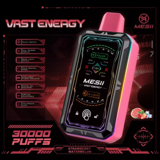 MESII VAST ENGERGY 30000 PUFFS 360 ° LED LIGHT TOUCH SWITCH MINIMALIST MECH STYLE MESII VAPE Engros 11