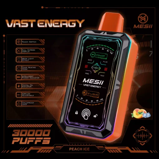 MESII VAST ENGERGY 30000 PUFFS 360 ° LED LIGHT TOUCH SWITCH MINIMALIST MECH STYLE MESII VAPE Engros 12