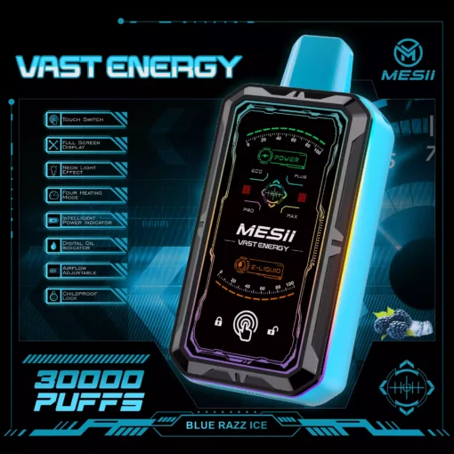 MESII VAST ENGERGY 30000 PUFFS 360 ° LED LIGHT TOUCH SWITCH MINIMALIST MECH STYLE MESII VAPE Engros 13