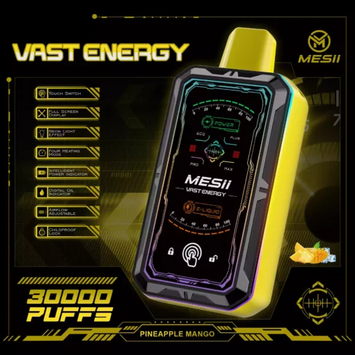 Mesii Vast Engergy 30000 Puffs 360 ° LED LIGHT TOUCH SWITCH MINIMALIST MECH STYLE MESII VAPE Engros 15