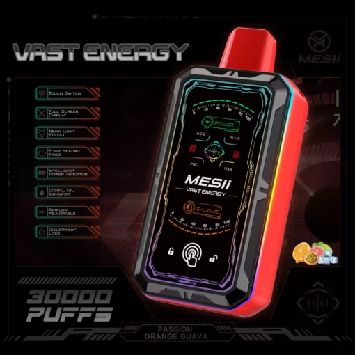 MESII VAST ENGERGY 30000 PUFFS 360 ° LED LIGHT TOUCH SWITCH MINIMALIST MECH STYLE MESII VAPE Engros 18