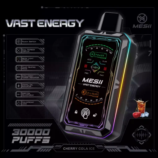 Mesii Vast Engergy 30000 Puffs 360 ° LED LIGHT Touch Switch Minimalist Mech Style Mesii Vape Wholesale 20