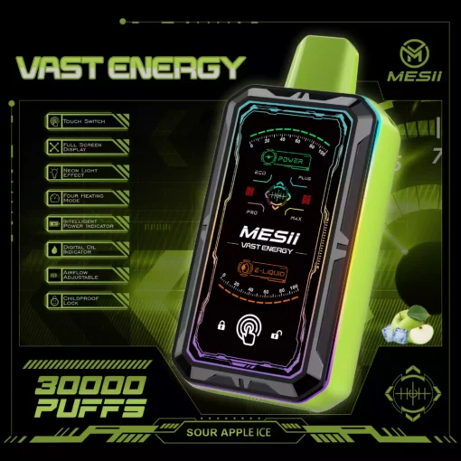 MESII VAST ENGERGY 30000 PUFFS 360 ° LED LIGHT TOUCH SWITCH MINIMALIST MECH STYLE MESII VAPE Engros 6