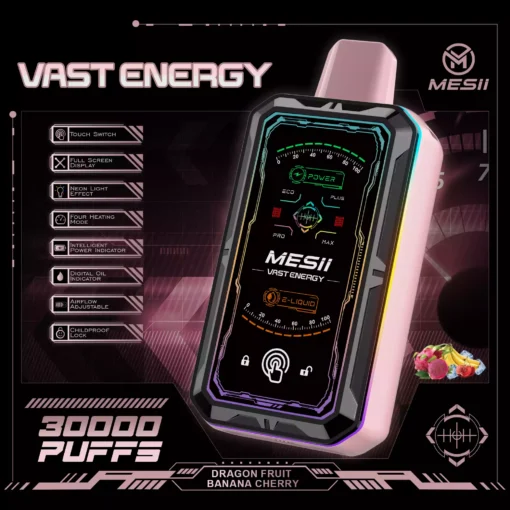 MESII VAST ENGERGY 30000 PUFFS 360 ° LED LIGHT TOUCH SWITCH MINIMALIST MECH STYLE MESII VAPE Engros 9