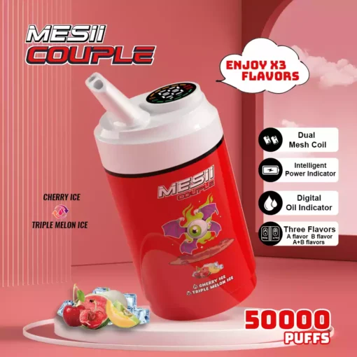 Mesii paar 50k puffs drie smaken digitaal display twee olietank mesii vape groothandel 19