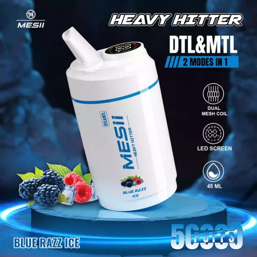 Mesii shisha zware hitter 50k puffs mesii vape digitaal display twee vapendode wegwerp vape groothandel 18