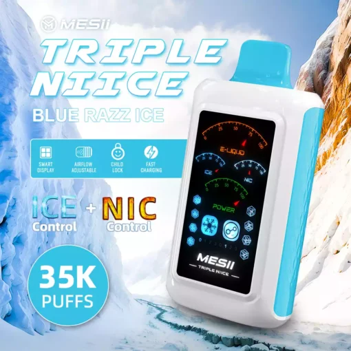 MESII Triple Niice 35K Puffs ICE NIC Ovládanie veľkého digitálneho displeja Upravte prúdenie vzduchu MESII VAPE WOLESALE 31